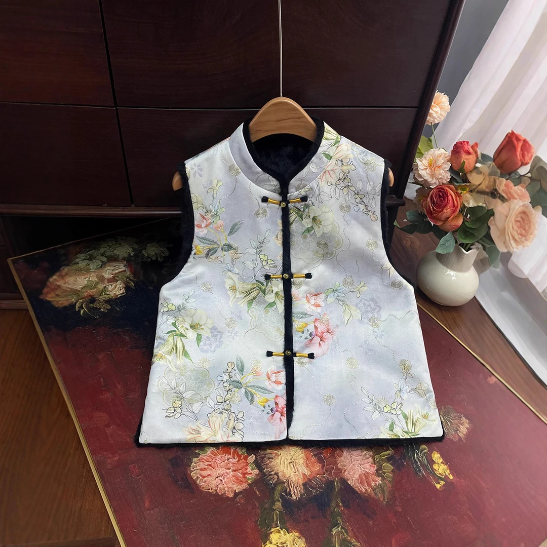 【锦绣江南】新中式双面穿国风提花马甲2025冬季新款保暖减龄马夹