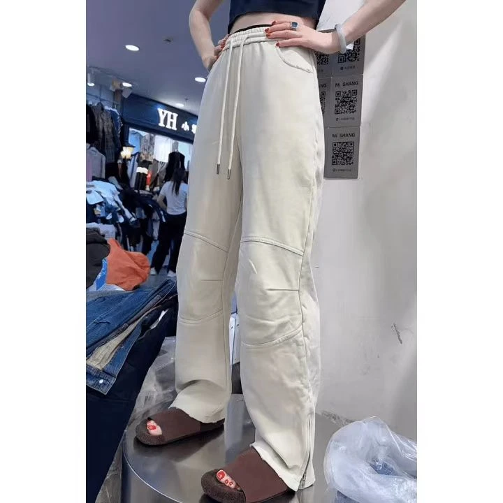 秋季新款设计感弯刀休闲裤梨形身材高腰显瘦宽松大码韩版长裤