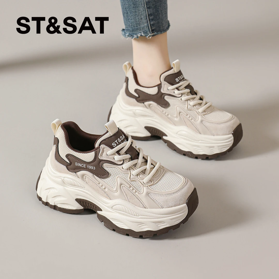 星期六老爹鞋女爆款2025秋季新款厚底显脚小休闲鞋软底轻便运动鞋