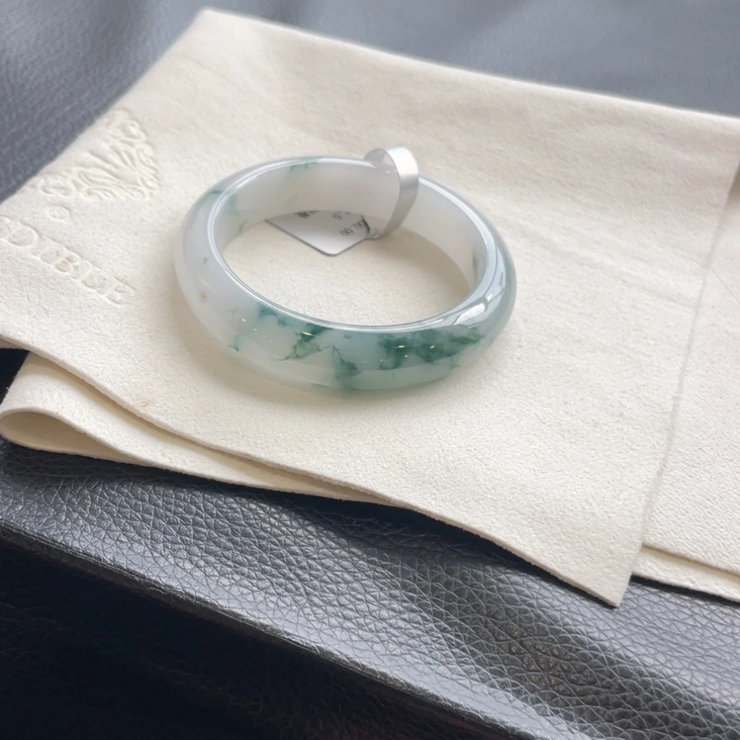 翡翠未镶嵌手镯棉纹51.5