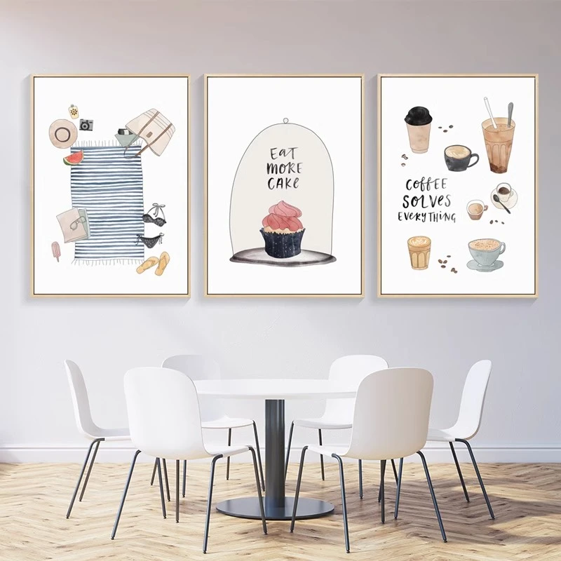 餐厅装饰画客厅挂画北欧风格咖啡厅墙画奶茶店蛋糕店儿童房壁画