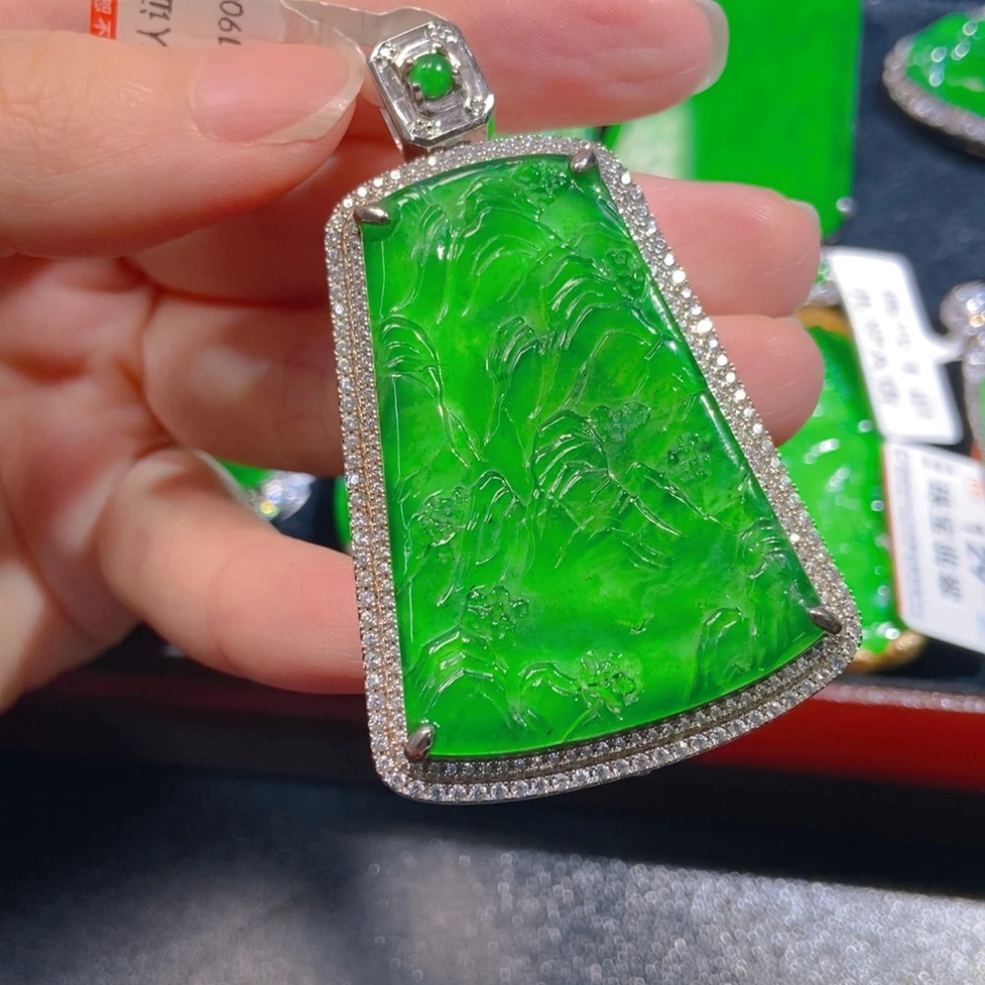翡翠银S925镶嵌吊坠(不含链)