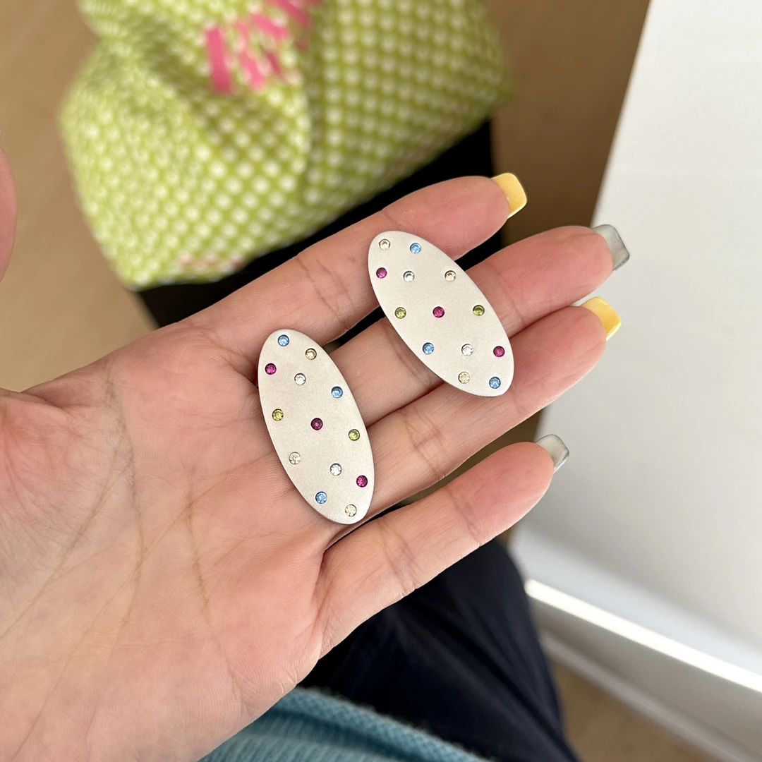 925银合成锆石银制品 ins风时尚百搭气质女彩锆石发夹 3737