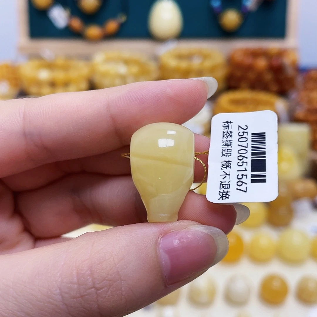 蜜蜡未镶嵌珠宝奇石14.2mm三通 瑕