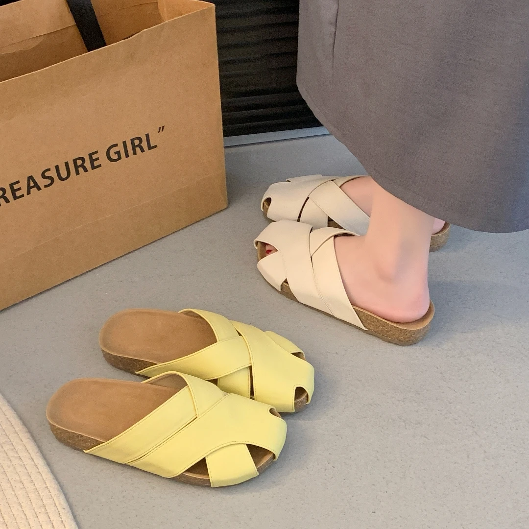 2025夏季新款时尚平底包头拖鞋懒人一脚蹬镂空凉鞋MN52027