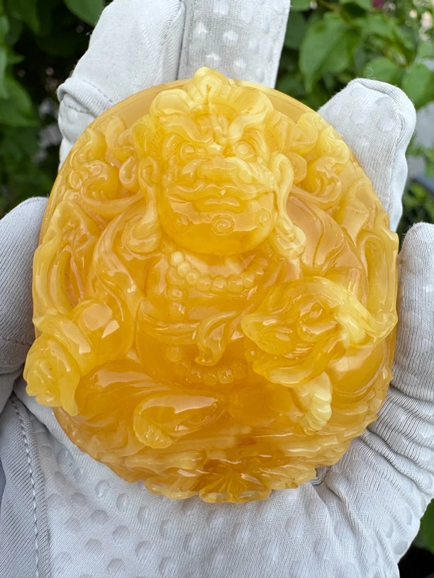 假一赔十，天然琥珀蜜蜡，蜜蜡吊坠，蜜蜡雕刻件，蜜蜡财神，编号178