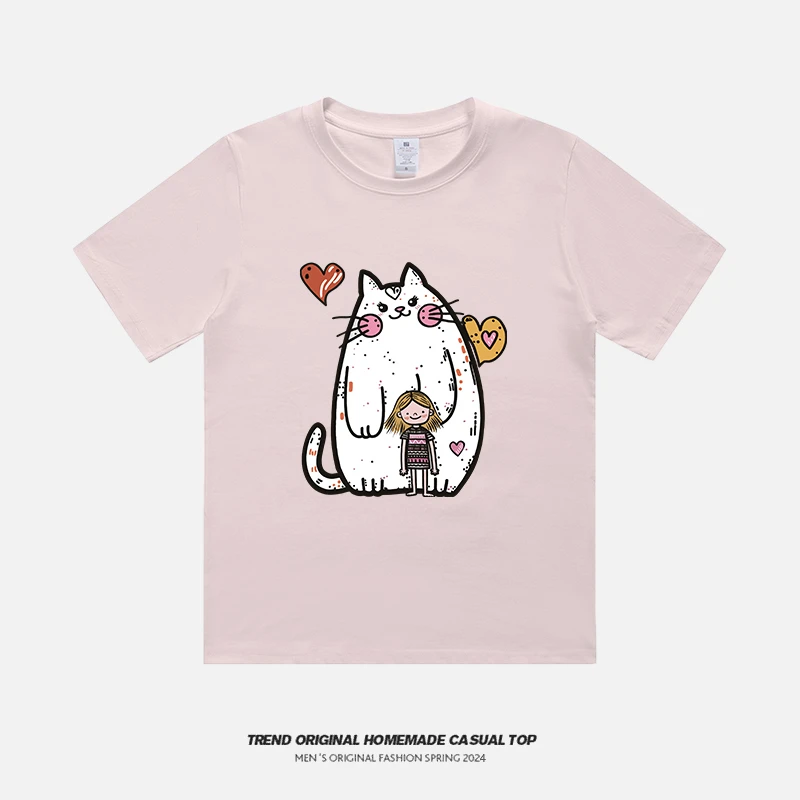 胖猫猫短袖T恤女夏季日系甜美可爱风猫咪学院风宽松百搭体恤衫