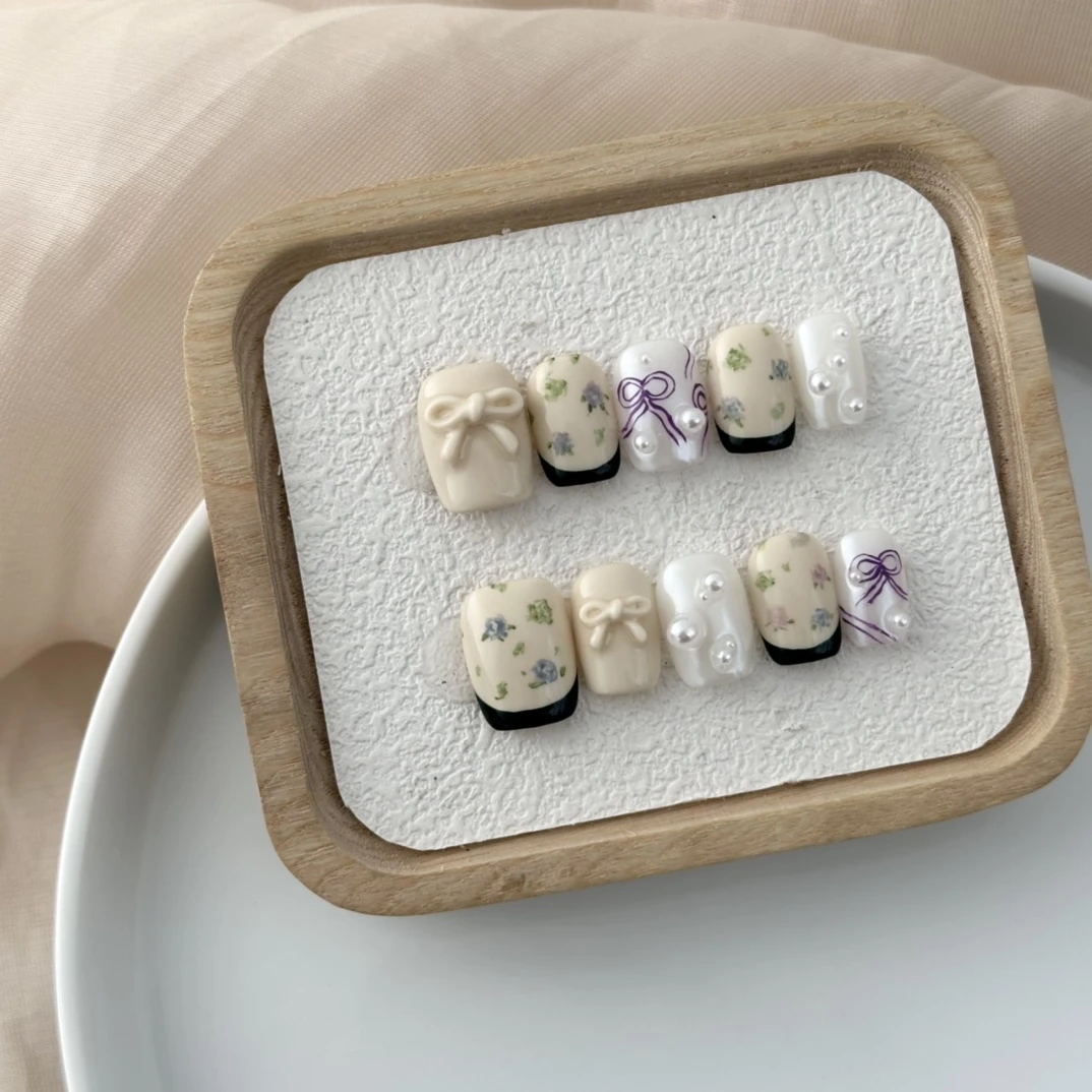 【贵族少女】Maoye猫野纯手工小众设计/撞色ins/高级款/穿戴美甲