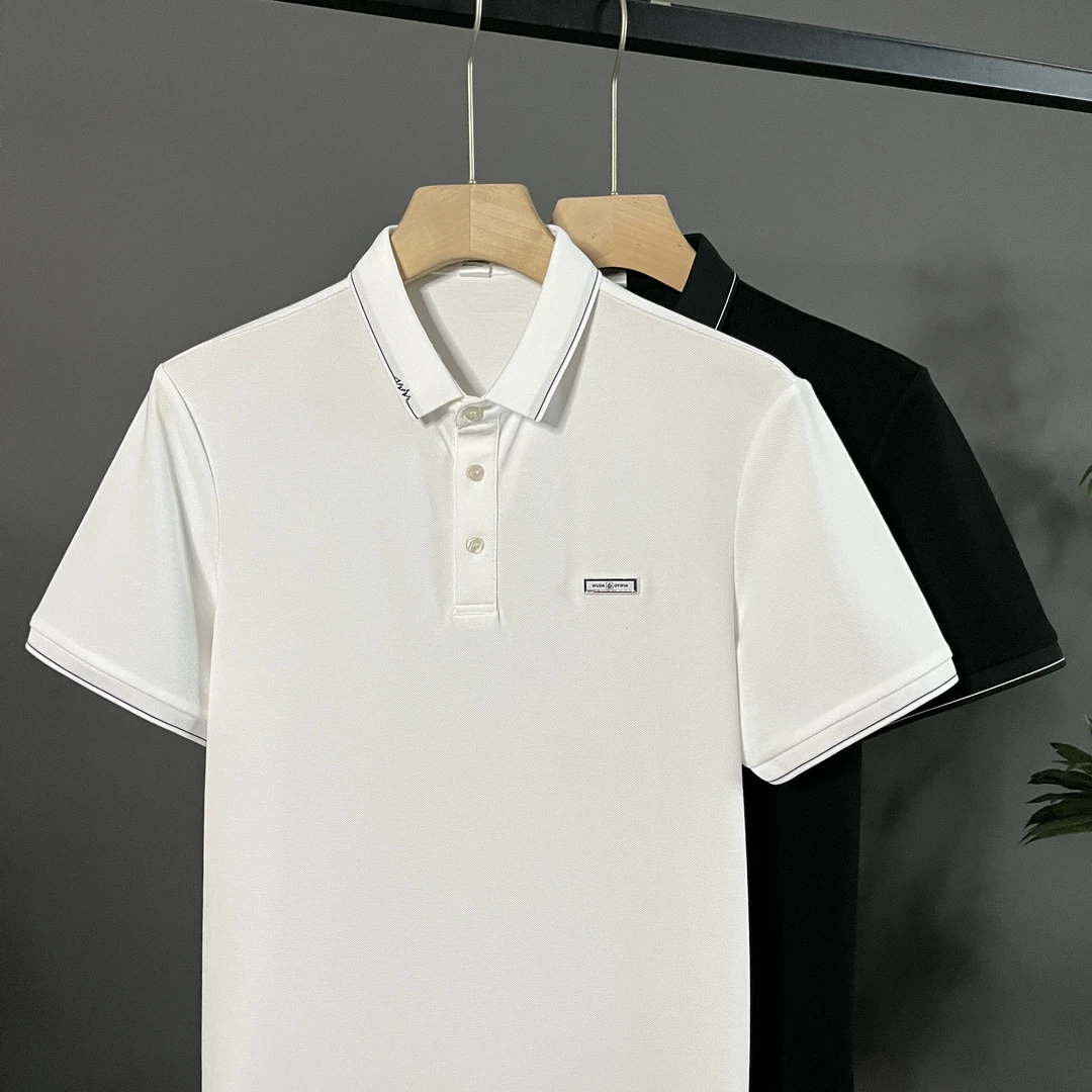 新款钢标轻奢夏季透气时尚百搭薄款修身POLO衫男翻领短袖休闲T恤