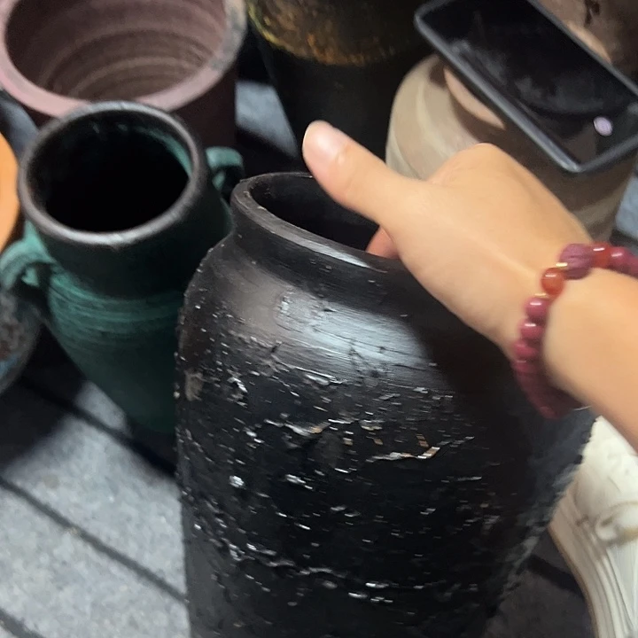 粗陶盆有孔高24口17