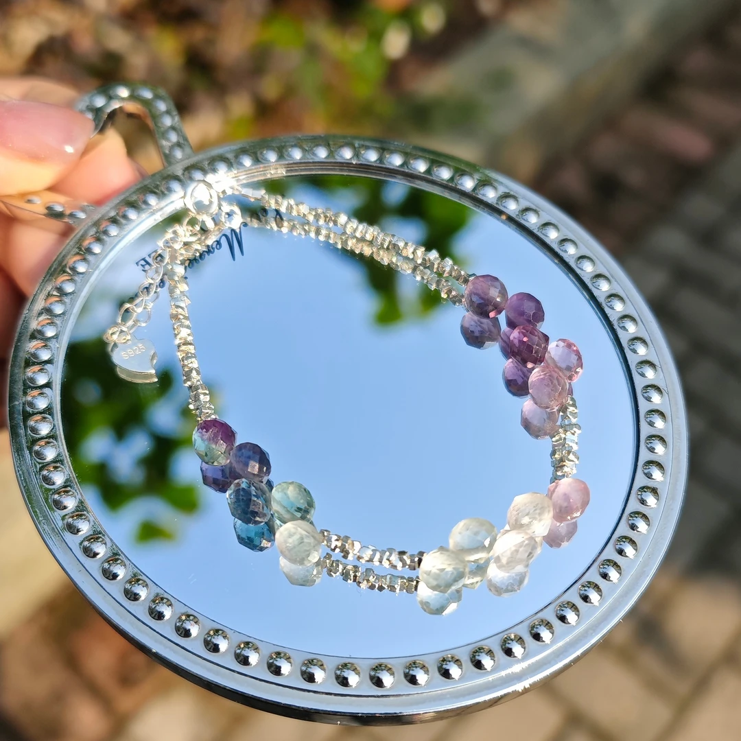 碎银几两天然水滴渐变萤石手链（多样性发其一）