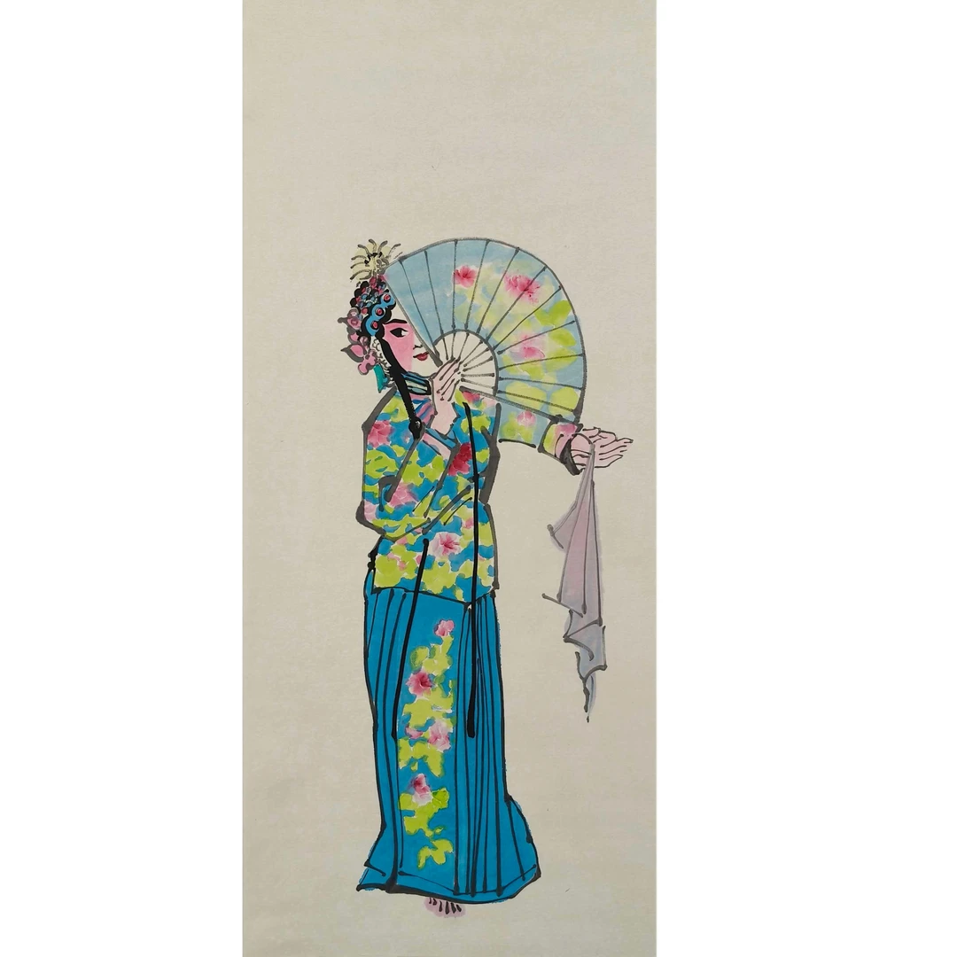 zp035 《评剧人物》叶qy 101*50（4.6平尺）纸本立轴
