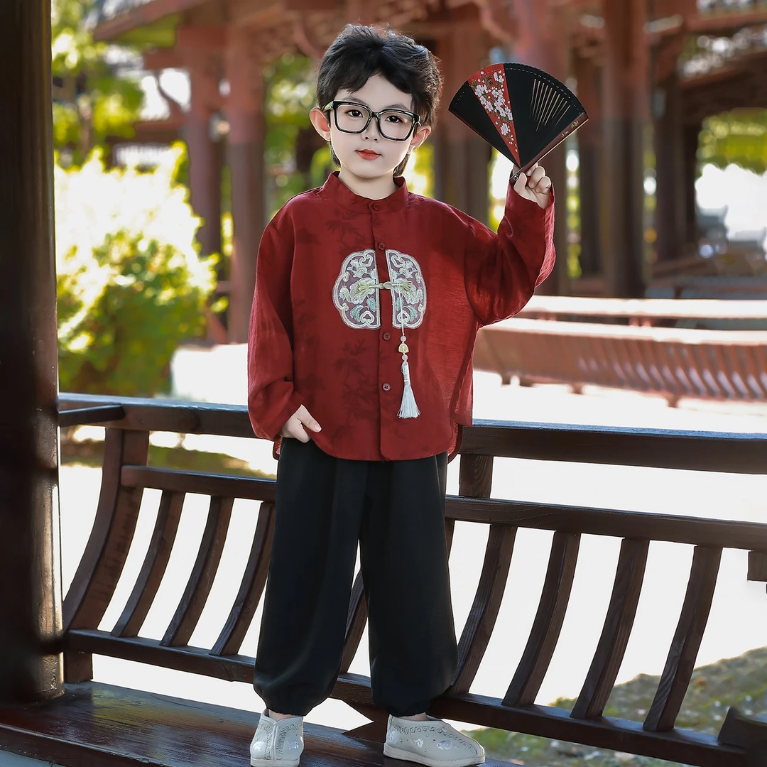 男童汉服2025新款小少爷新中式国风古装儿童男孩春秋装国学服帅气