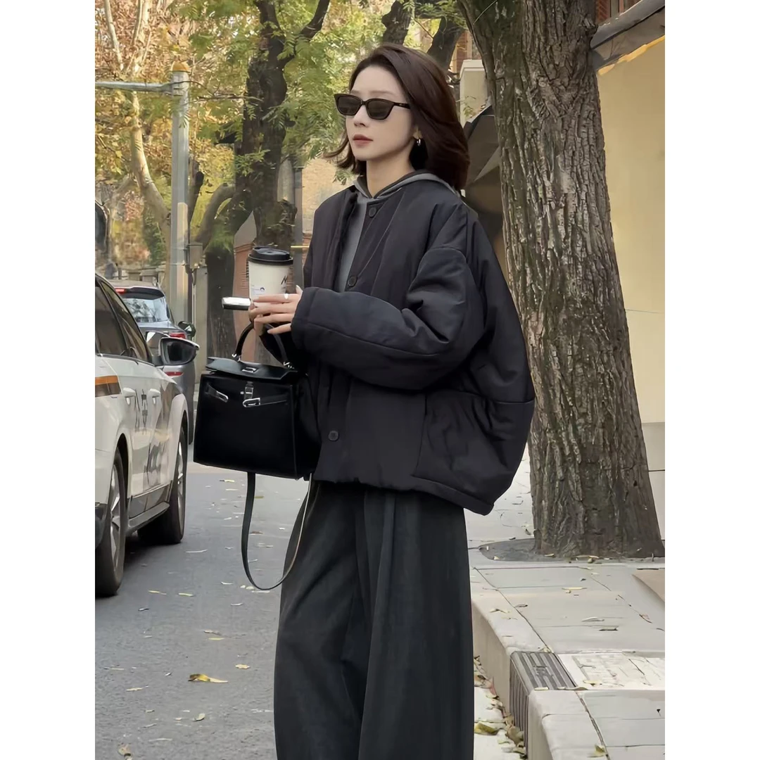 【老板周】小众设计 冬季新品自带围巾保暖百搭龟背外套