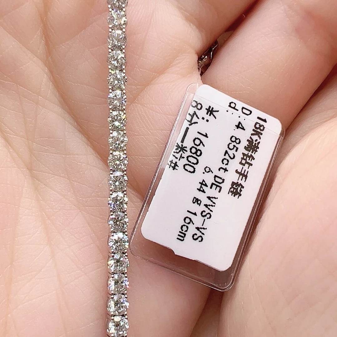 实验室培育钻石套链18K金镶嵌单颗8分，网球款手链