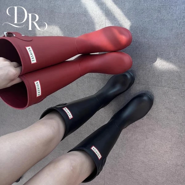 【DR官方正品】现货~娜扎同款红色高筒雨靴女网红户外百搭防水靴潮