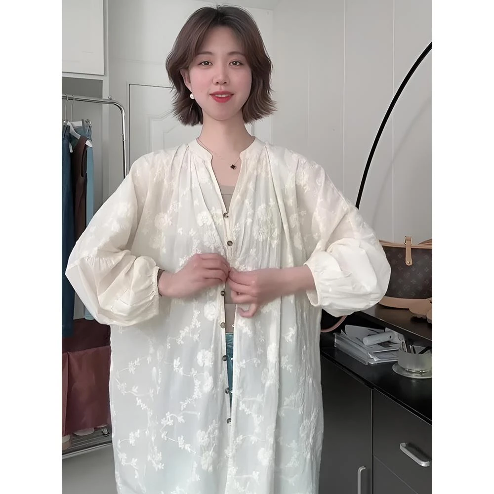 新中式国风长袖防晒罩衫衬衫外套女夏季2025新款薄款开衫衬衣上衣