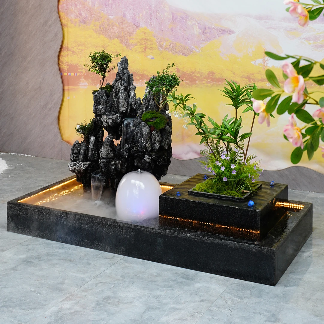 定制庭院石材成品鱼池水景景观摆件室内循环流水喷泉公司大堂造景