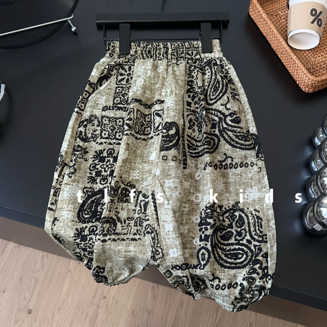 童例「25309黑纹薄款防蚊休闲裤」夏季儿童运动宽松男童女童长裤潮