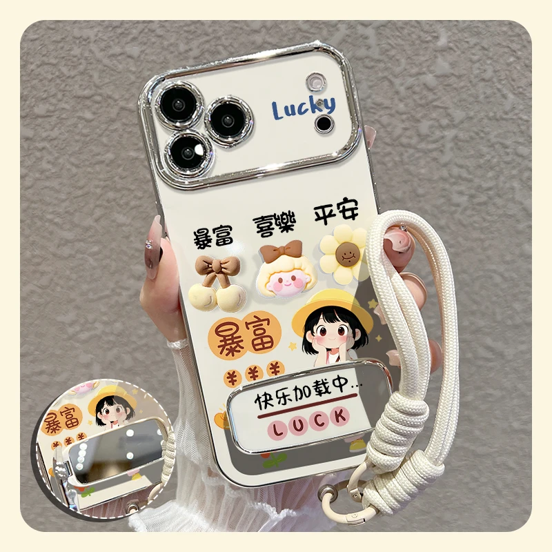 适用苹果17promax华为oppo/vivo小米手机壳短发女孩防摔女款可爱