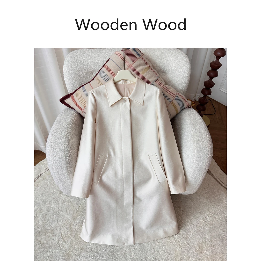 Wooden Wood“自在流线”秋季气质感百搭显瘦减龄风衣外套W25QS1076