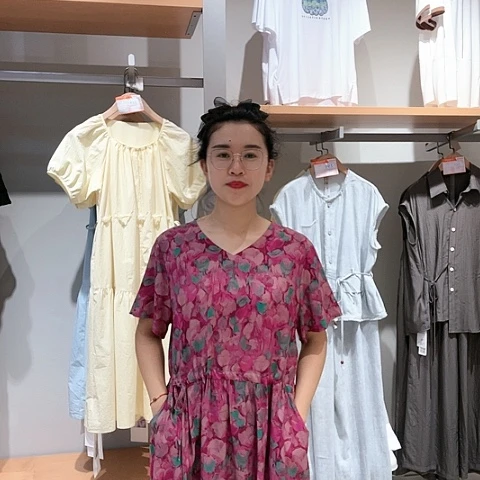 人造棉花裙子紫色