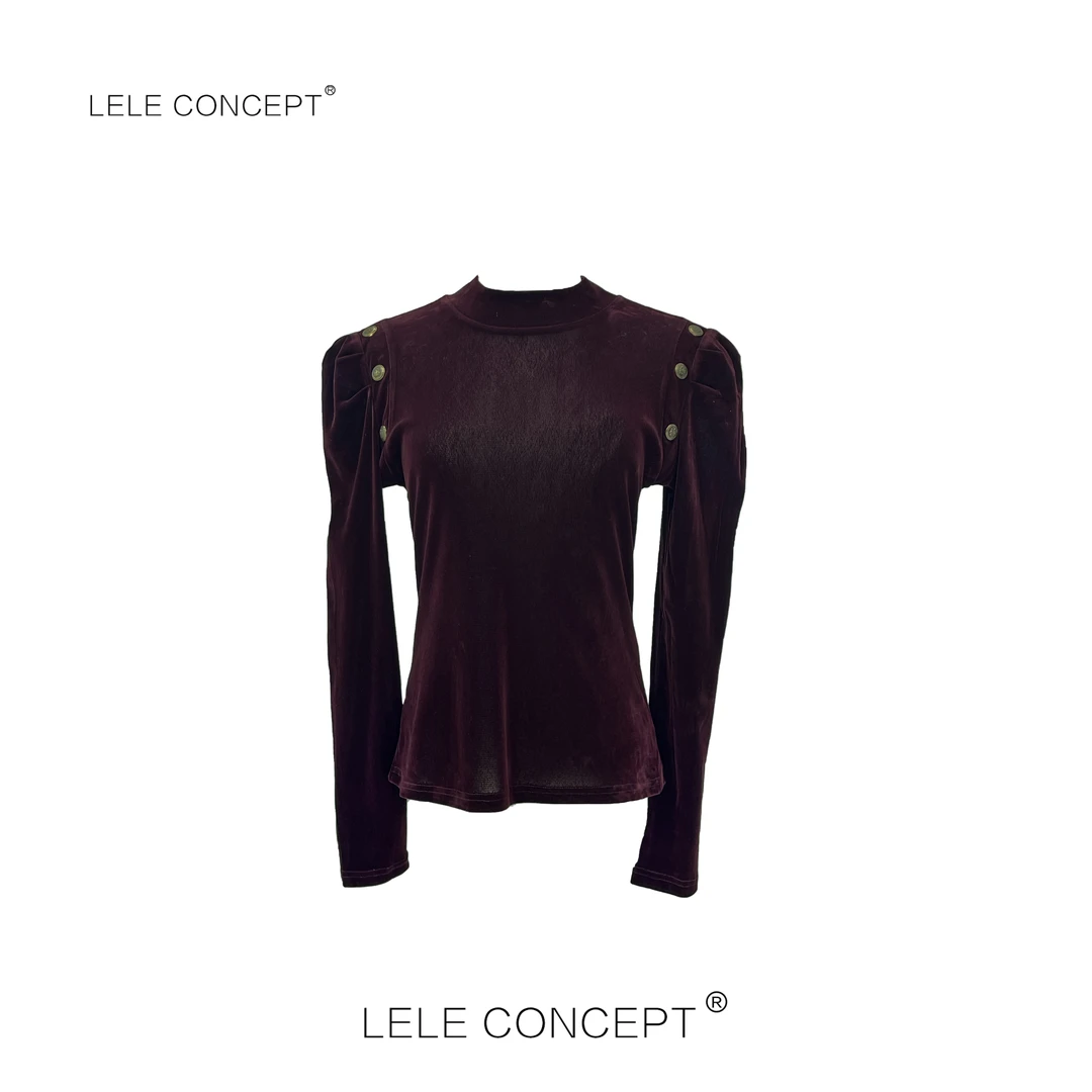 LELE CONCEPT |「夭夭」高领金扣宫廷风衬衫轻奢上衣S0579