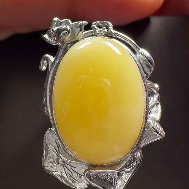 蜜蜡银S925镶嵌戒指戒指