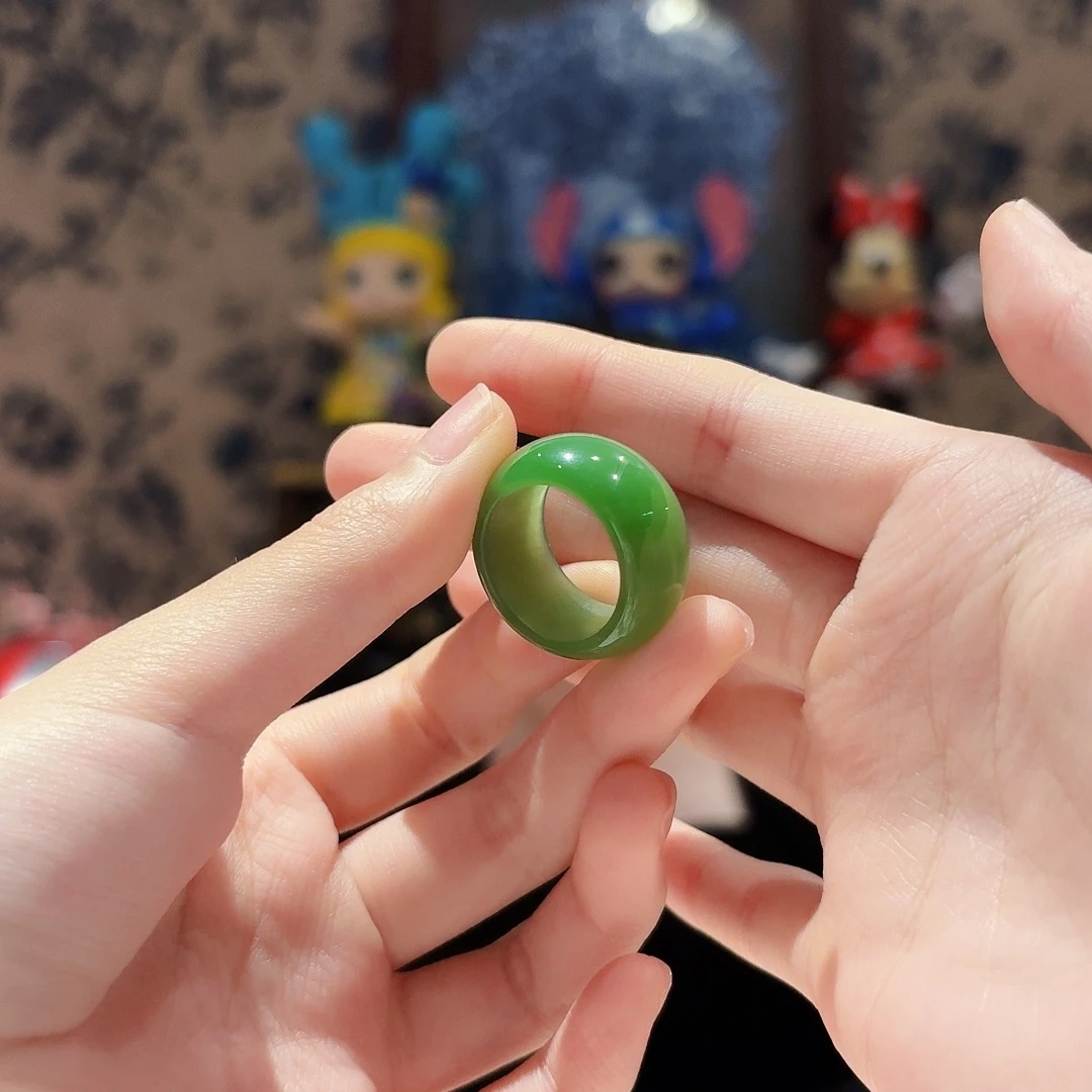 和田玉未镶嵌戒指14 15圈口