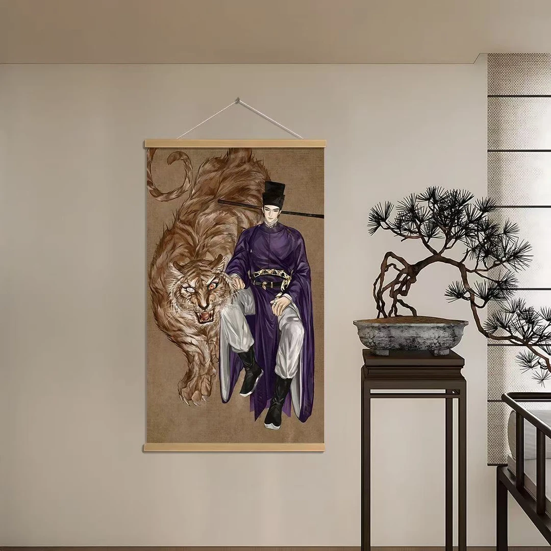 燕云十六声周边赵光义赵二挂画山军入户客厅寝室油画布装饰车摆件