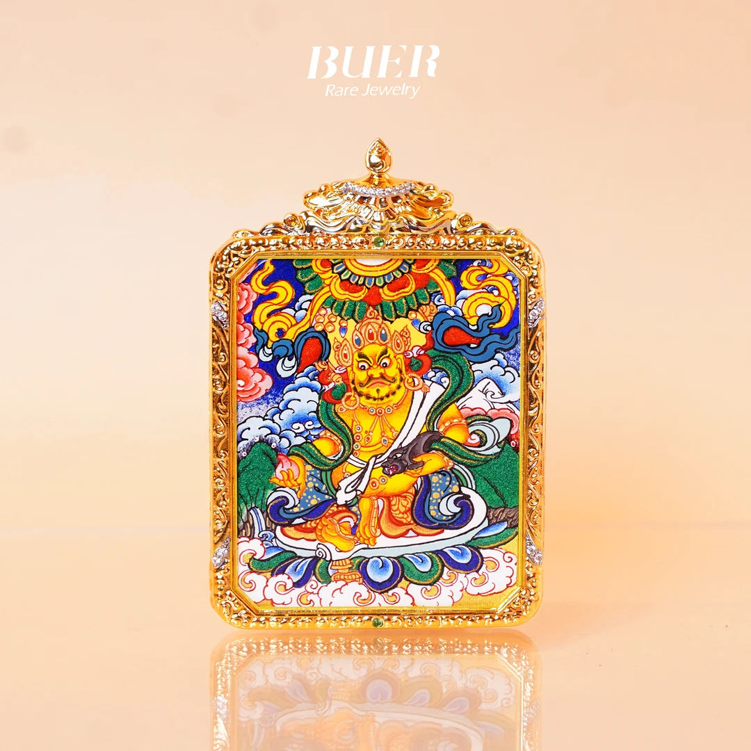 【不二】大师手绘 • 唐卡黄CC吊坠 40*50mm
