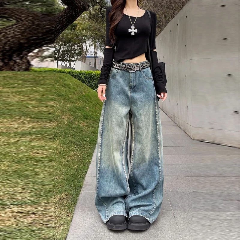 【现货】11056重工结构设计显瘦直筒牛仔裤2025年新款垂感休闲裤