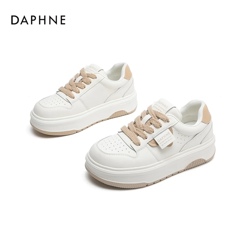 Daphne/达芙妮板鞋女2025新款小白鞋简约厚底小个子运动休闲鞋