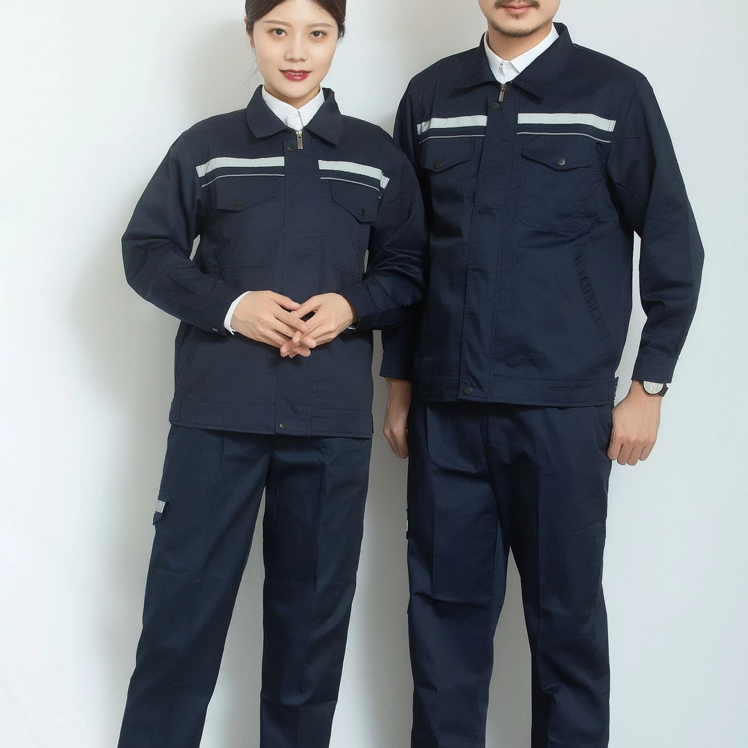 涤棉双反包边反光男士长袖工作服耐脏汽修服耐磨工装秋冬季