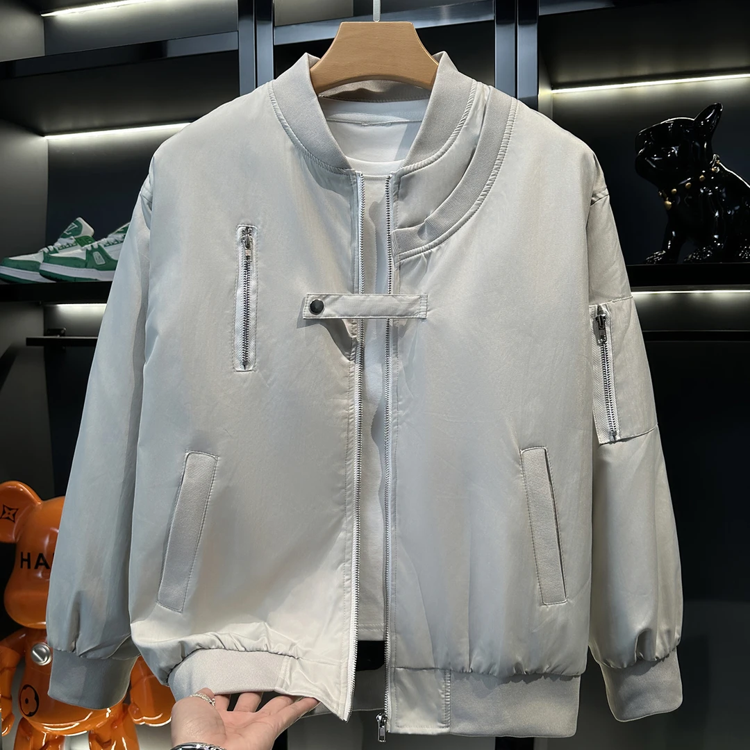 春秋冬新款美式高街夹克飞行员夹克男美式休闲棒球服工装夹棉外套