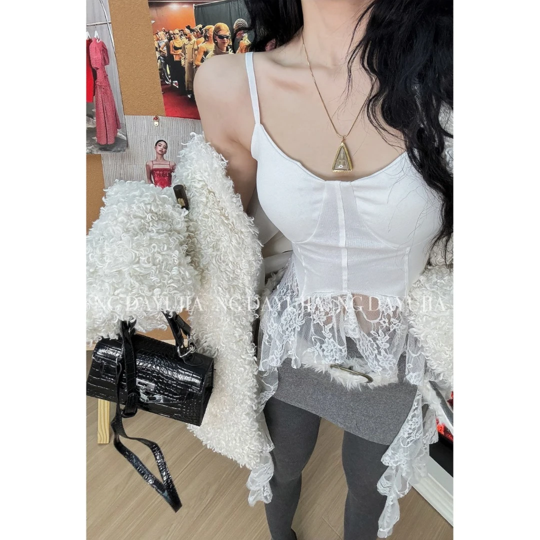 DAYU 【心动白月光】超百搭纯欲一体胸垫流苏飘带背心