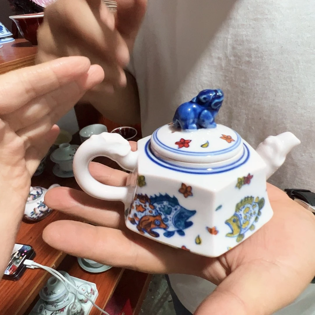 瓷片景德镇陶瓷红玉藻壶