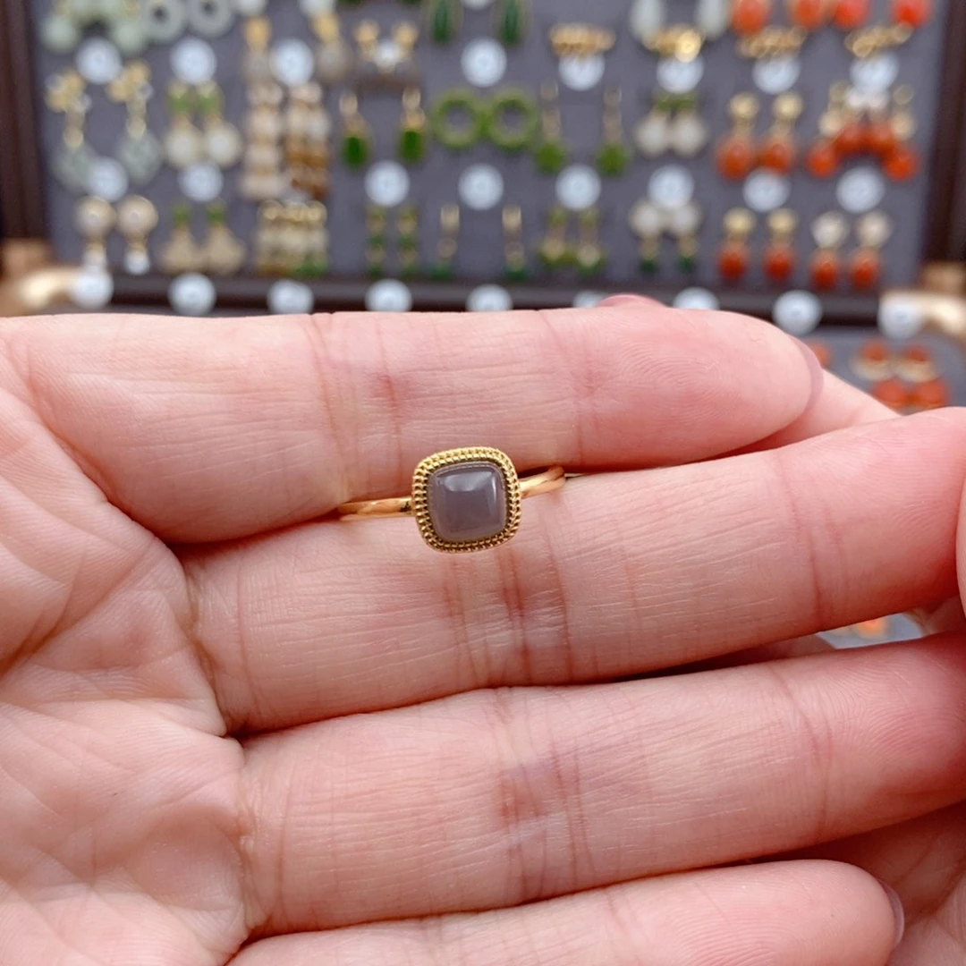 银S925镶嵌和田玉耳饰雍*