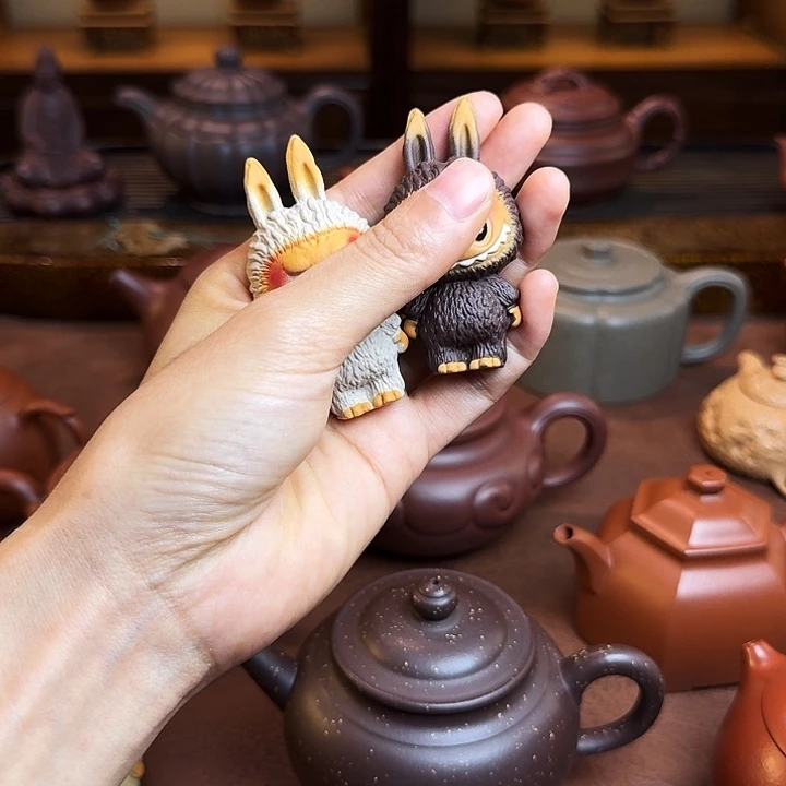 蜻***蜓茶壶底槽青紫砂茶宠，紫泥