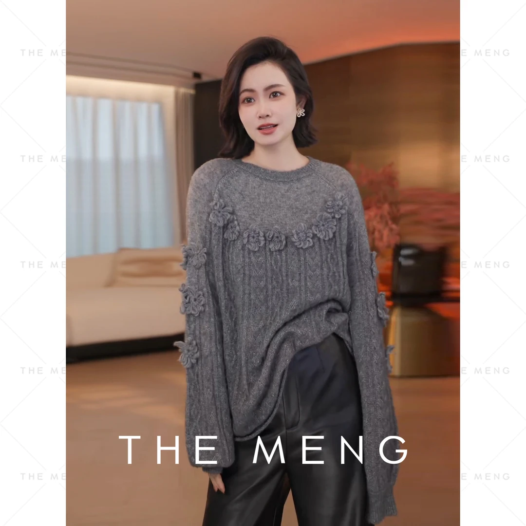 THE MENG【花蕊】轻暖丝羊绒天丝绵羊毛锁温毛针织衫#M253E1217