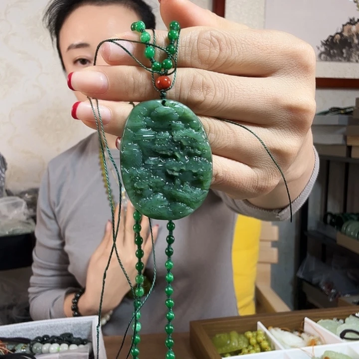 和田玉（碧玉）吊坠(赠链)未镶嵌清*