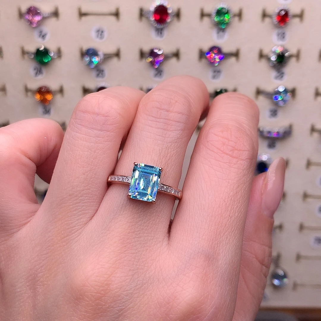 海蓝宝石银S925镶嵌戒圈