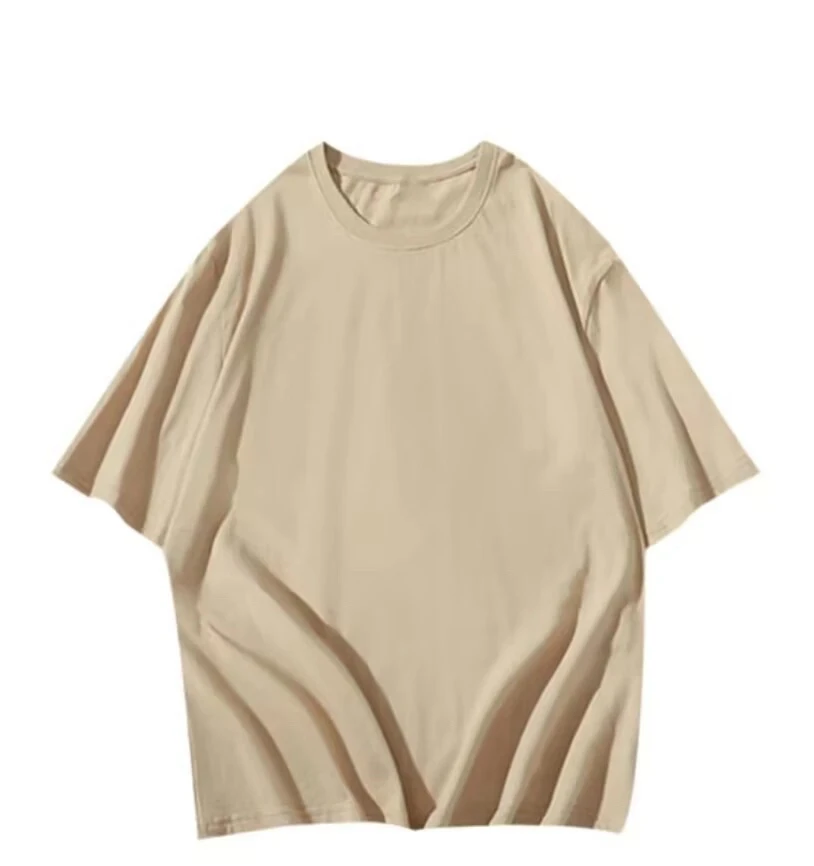 短袖圆领男士米白纯色休闲T恤百搭设计师运动情侣
