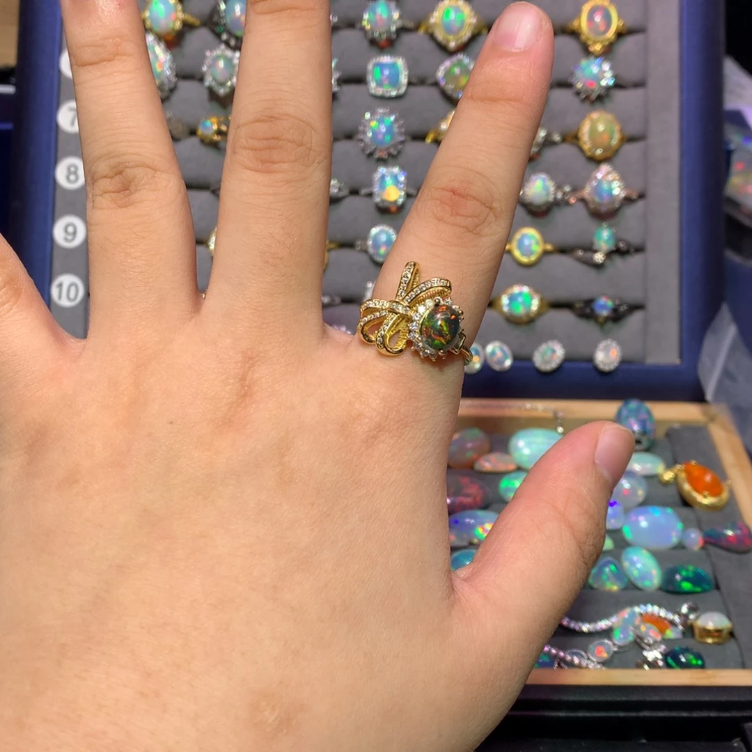 银S925镀金镶嵌欧泊戒指今****a