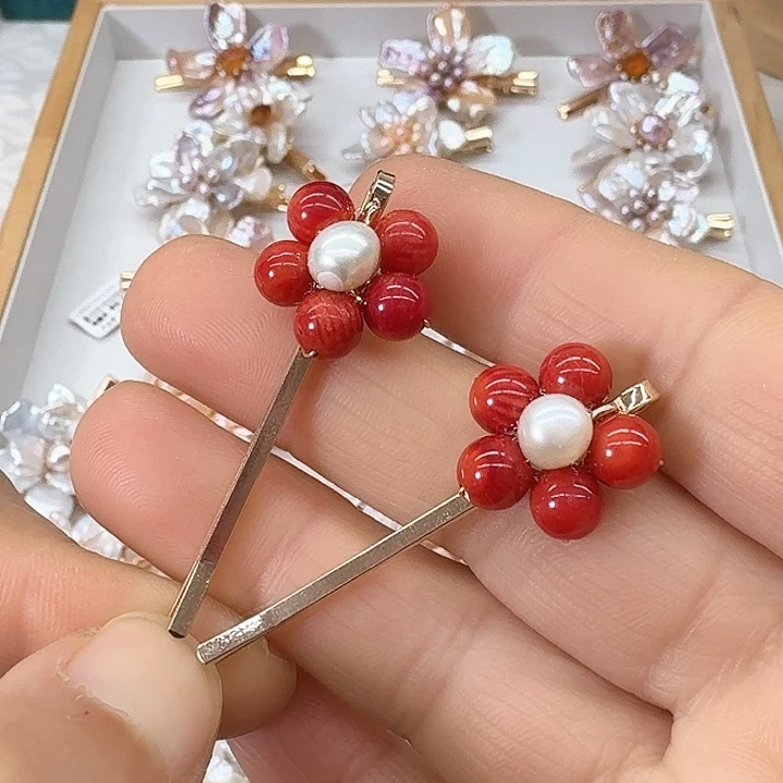 淡水珍珠发饰银S925镶嵌