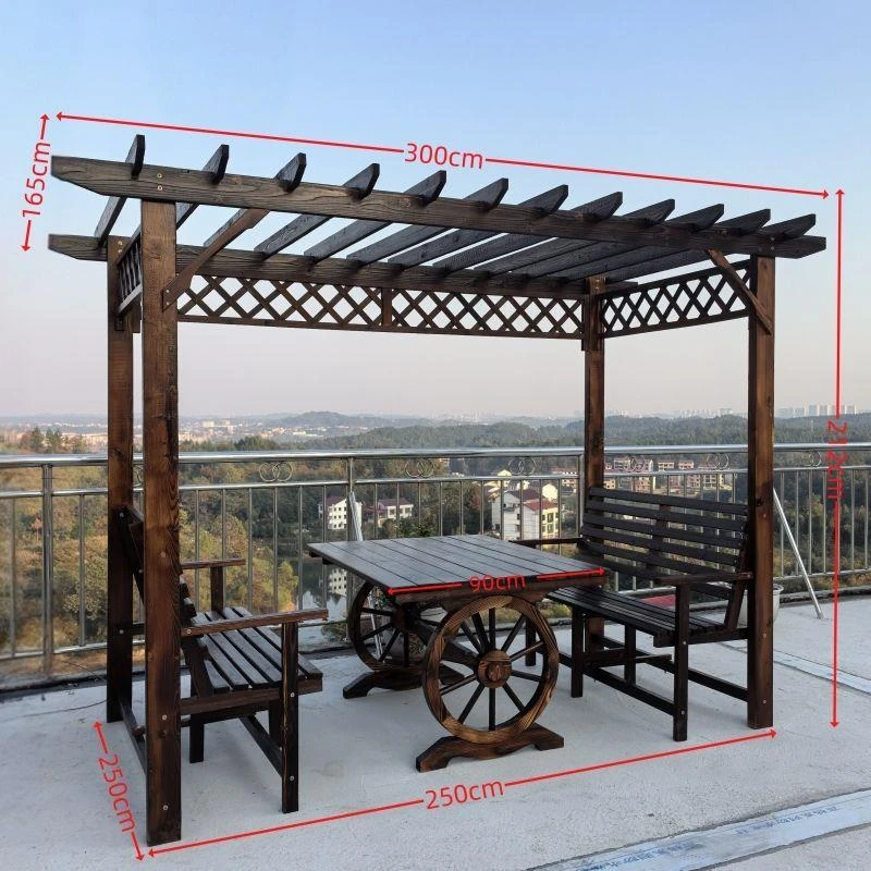 葡萄架庭院防腐木户外爬藤架子别墅室外实木亭子碳化简易花园凉亭