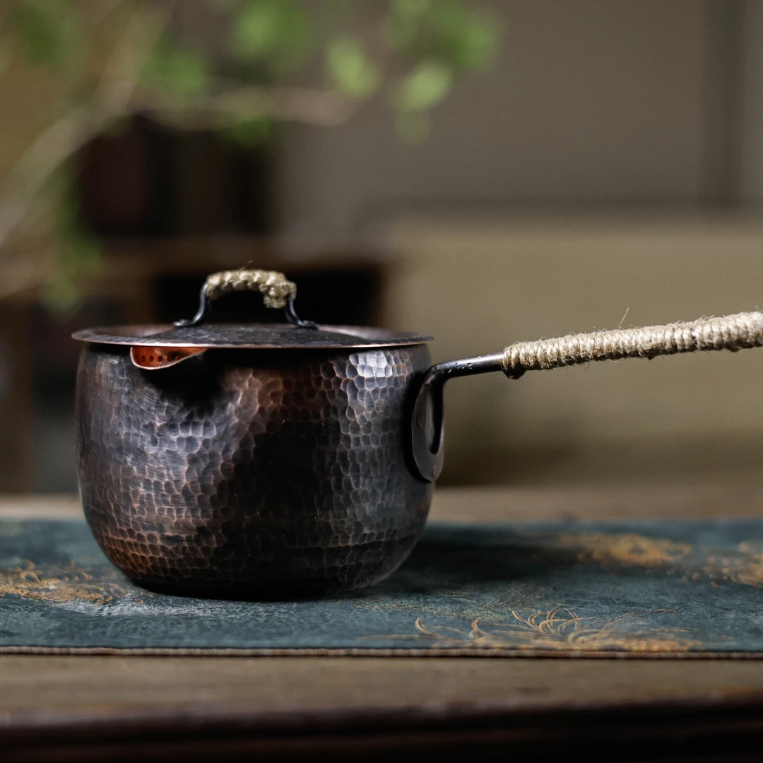 【老王】复古色-双嘴铜煮茶器-800cc-12*8.5cm