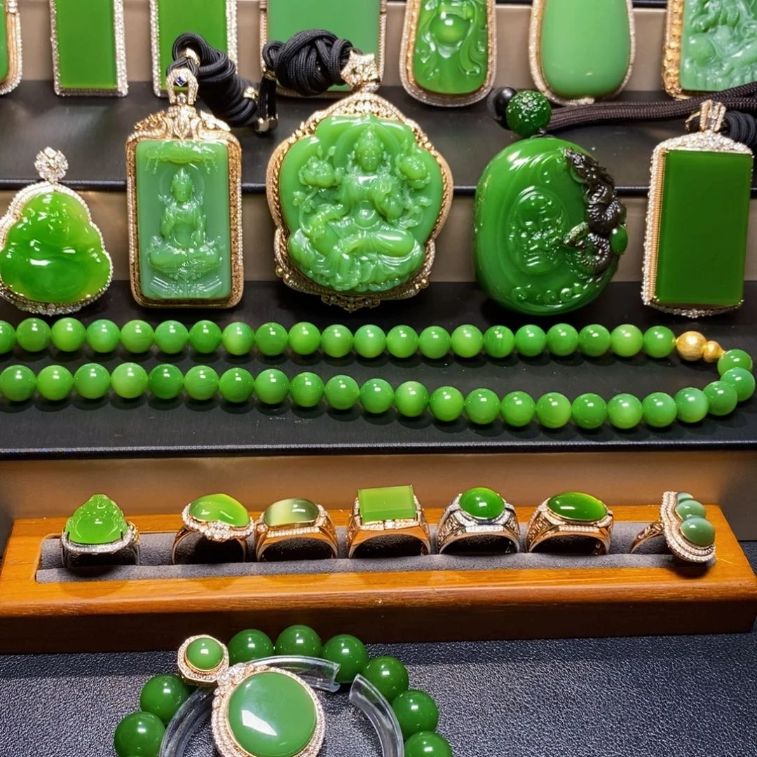 和田玉18K金镶嵌挂件