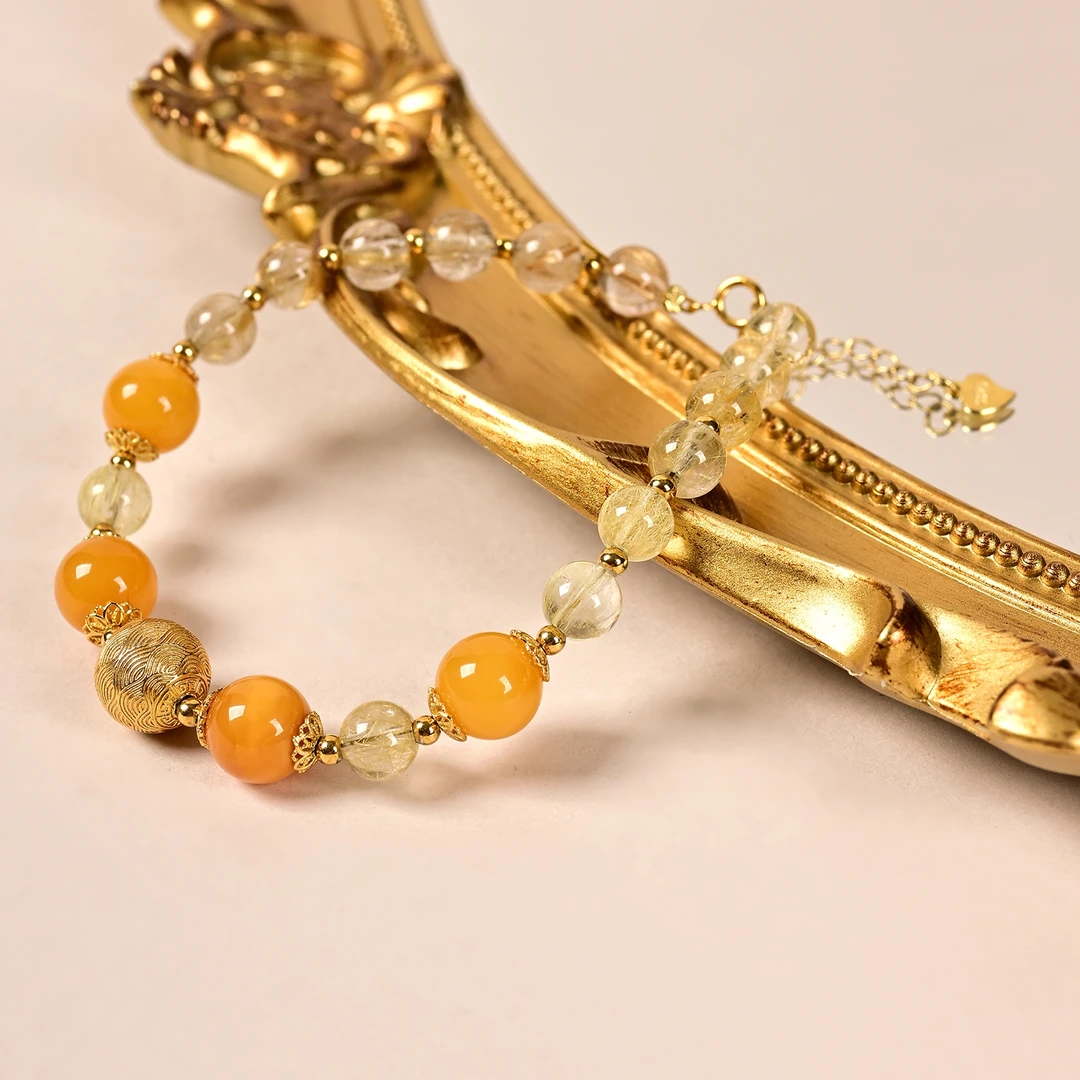 九福晶典 金发晶多宝玲珑手链 JFTH901265