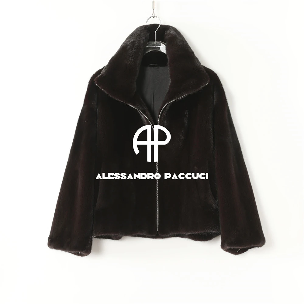 SAGA✖AP洛哥54047CS【雪松】进口水貂+桑蚕丝内里半抽刀皮草外套